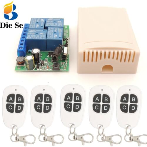 AC220V 10A 4CH rf Remote Control Switch Wireless Receiver Relay Module for 433MHz Remote Garage Lighting Electric Curtain Switch