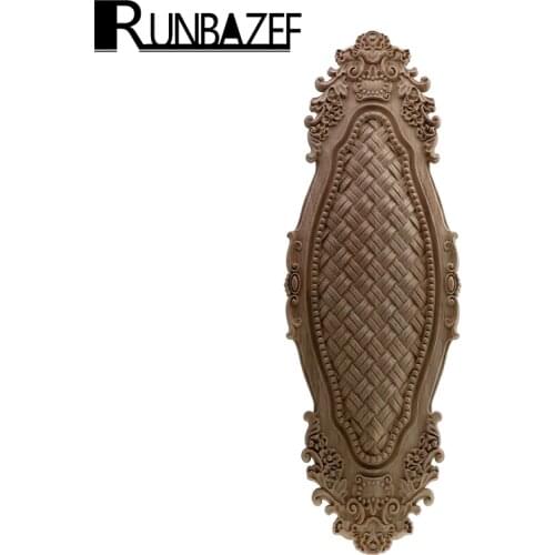 RUNBAZEF Door Heart Oak Wood Applique Carved Corner Vintage Home Decoration Maison Accessories Door Wall Furniture Decor Decal