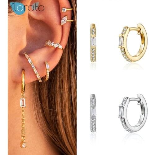 925 Sterling Silver Minimalism Round Huggies Small Hoop Earrings for Women Fit Female CZ Party Earrings Fashion Jewelry Gift