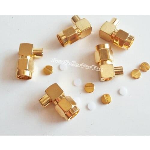 10Pcs SMA male plug right angle solder 0.141" RG402 RF connector Golden New