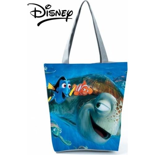 Disney Finding Nemo Handbags Cartoon Fish Tortoise Tote Casual Eco Reusable Shoppaing Bag High Capacity Women Travel Beach Bag