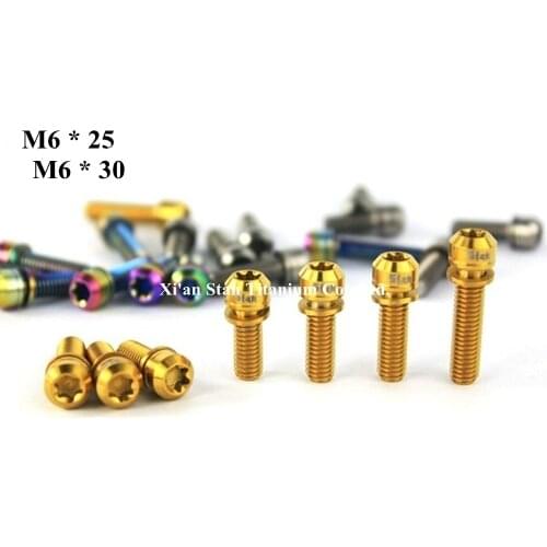 Titanium TC4 M6 25mm M6 30mm Fixing Screws Bolts with Washers gold / rainbow / black / blue / primary