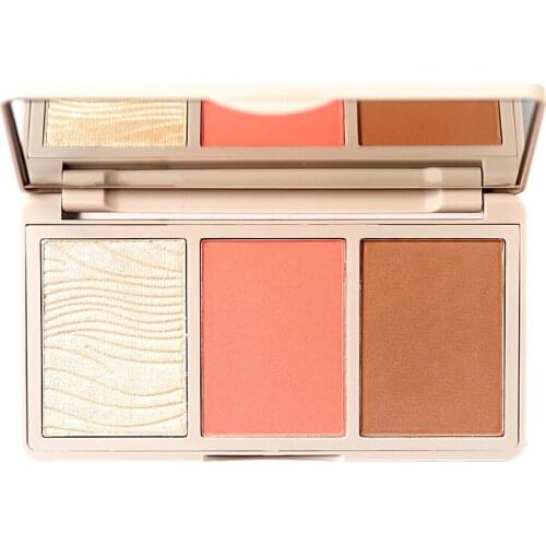 Three-color Blush Pallete Matte Glitter Highlighting Face Mineral Pigment Cheek Blusher Powder Makeup Contour Shadow Blusher