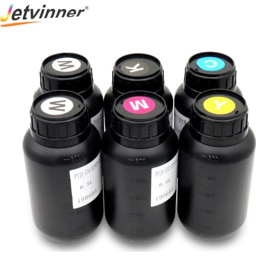 Jetvinner 6000 ml UV Ink (C/M/Y/K/W/W ) For Ricoh UV Printer For GH2220 GEN4 GEN5 GEN6 Printers for Phone Case, Metal, Glass