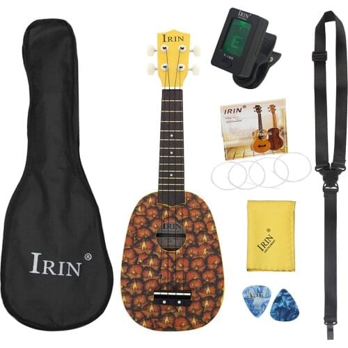 M MBAT 21 Inch Ukulele Hawaiian Pineapple Guitar Musical Instrument 4 Strings Basswood Ukulele Soprano Mini Guitar Set Gig Bag
