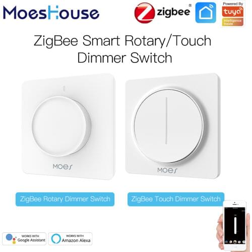 New ZigBee Smart Rotary/Touch Light Dimmer Switch Smart Life/Tuya APP Remote Control Works with Alexa Google Voice Assistants EU