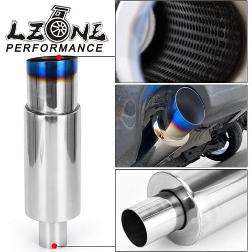 Universal Muffler Exhaust Polished Stainless Steel W/Burnt Tip Silencer 2.0" Inlet To 3.5" Outlet Exhaust Tip Muffler