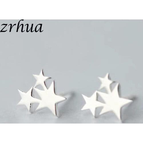 ZRHUA New Summer Collection 925 Sterling Silver Star Dream Exquisite Stud Earrings for Women Female Hot Sale Three Stars Jewelry