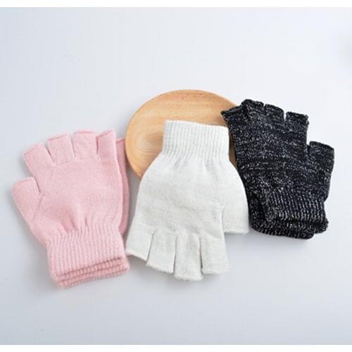 1 Pair Fashion New Half Finger Fingerless Knitted Gloves For Women And Men Creative Cotton Writing Winter Warm Workout Gloves