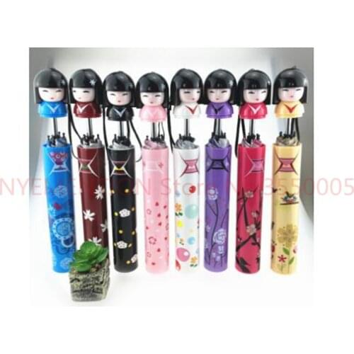 10pcs/lot fedex fast free shipping japanese style woman cartoon girl umbrella lady sunny rainy cartoon bottle umbrella
