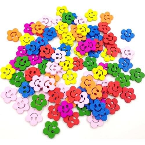 100pcs Retro Wooden Smile Buttons For Crafts Scrapbooking Sewing Clothes Button DIY Kid Apparel Supplies Plum Shape Button 20mm