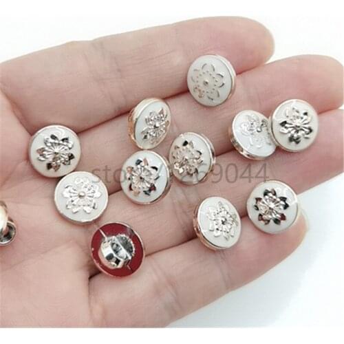 200pcs/Pack 11mm Gold/white flower Shank Plating Buttons Home Garden Crafts Cabochon Scrapbooking Clothing accessories