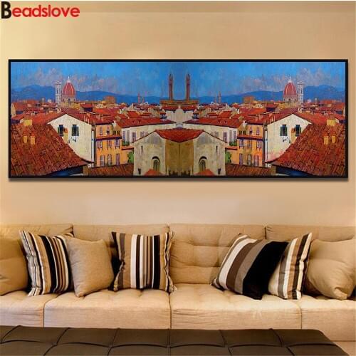 Diy 5d diamond painting Europe Buliding Town House round diamond mosaic decoration embroidery pattern embroidery handmade