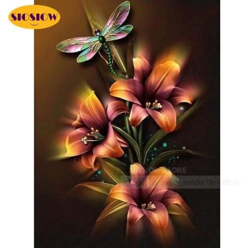 DIY 5D Diamond Painting Chinese Cross Stitch Kits Lily Full Drill Diamond Mosaic Embroidery Wall Pictures For Living Room Flower