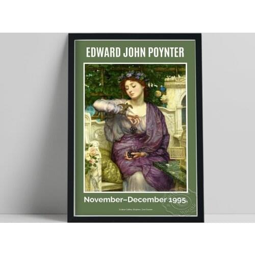 British Artist Exhibition Museum Poster, Sir Edward John Poynter Lesbia And Her Sparrow Art Print, Vintage Figure Painting Decor