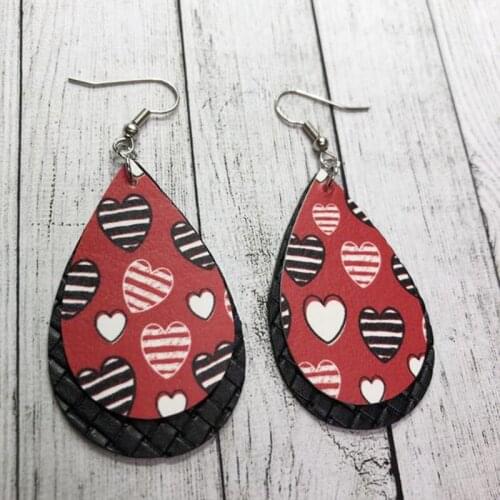 Mom & Me Valentine cut - out earrings Gift Faux Leather Two layers Fruit Earrings