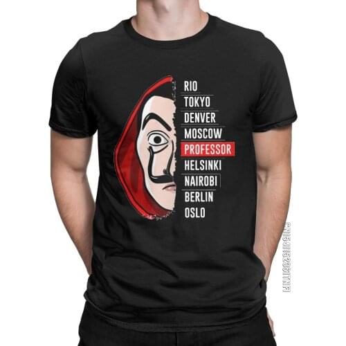 Mens T-Shirt La Casa De Papel Masque Fun 100% Cotton Tee Shirt Classic Short Sleeve T Shirt Round Neck Tops 2XL 3XL