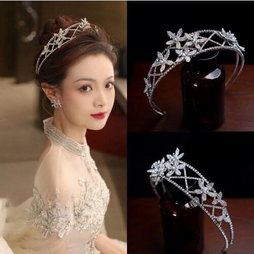 Crystal Bridal Crown Diadema Girl Diademas Para El Pelo Mujer Ozdoby Do Wlosow Wedding Headbands For Women Rhombus Bijoux Femme