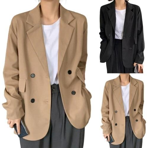 Hot Sales Women Double Breasted Lapel Long Sleeve Thin Blazer Cardigan Suit Coat for Wedding
