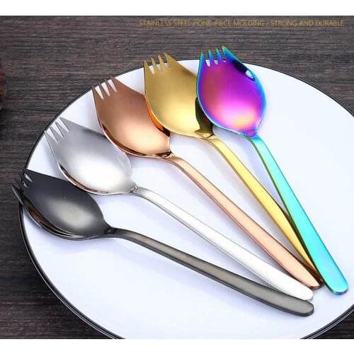 Creative stainless steel Western food dual-purpose fork spoon Instant noodle spoon fork noodle salad spoon fork spoon one Report