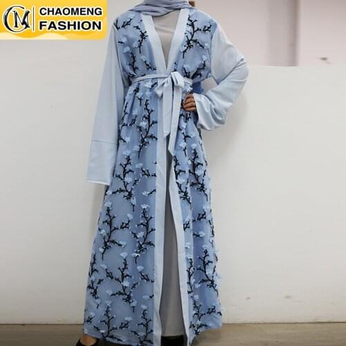 Lastest Fashion Floral Dubai Abaya Kimono Muslim For Women Turkish Islamic Clothing Ramadan Kaftan Caftan Robe