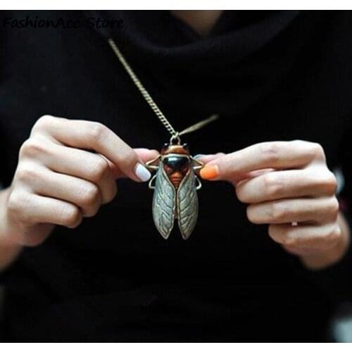 Fashion Charm Retro Necklace Vintage Bronze Tone Metal Insect Pendant Necklace Hot