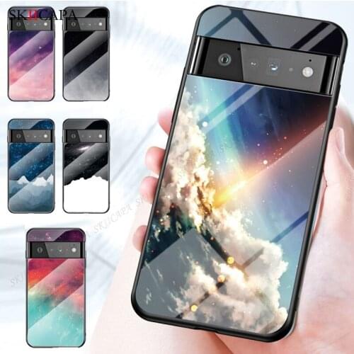 Gradient Tempered Glass Soft Silicone Phone Case For Google Pixel 6 Pro 5A 5XL 5 4XL 4A 5G 4 3XL 3A Ultra Thin Shockproof Cover