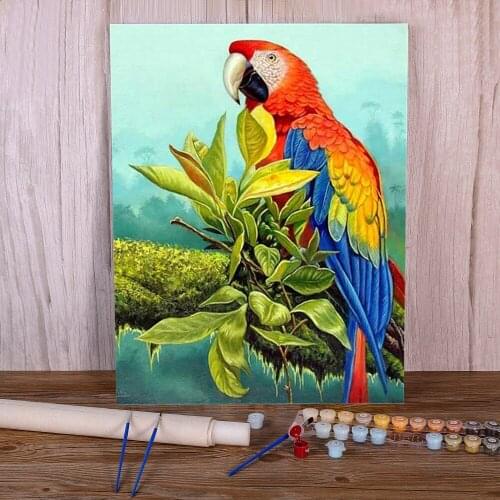 Bird Parrot Animal DIY Painting By Numbers Kit Oil Paints 40*50 Painting On Canvas Wall Decoration For Kids Wholesale