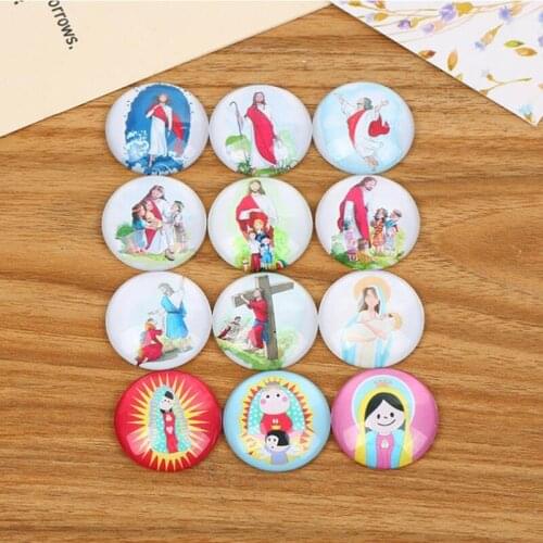 Cartoon Jesus Pattern Mosaic Tiles Mixed Round for Crafts Glass Mosaic Supplies