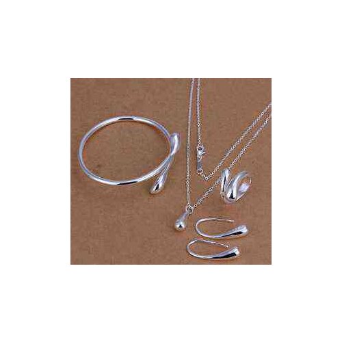 S222 Hot sterling Jewelry Sets Earring 004 + Necklace177 + Bracelet 005+ring 012 /aizajaga apmajgta silver color