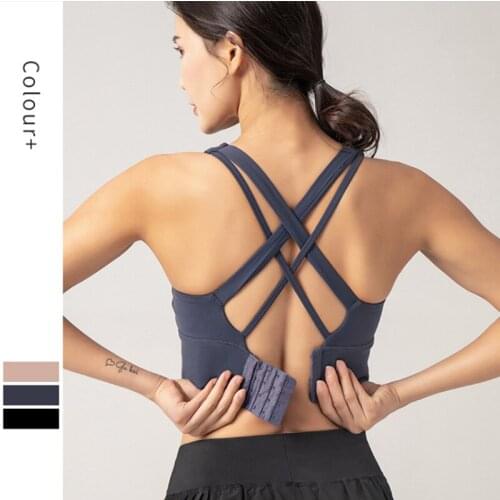 2021 New Sports Bra Back Hollow Out Fitness Bra Push Up Cross Thin Shoulder Strap Yoga Bra Adjustable Back Buckle