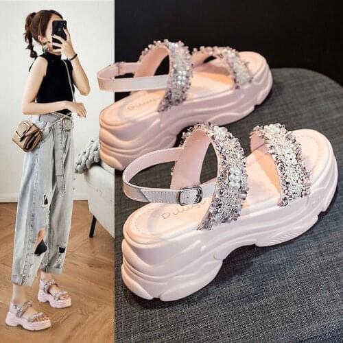 2021 Hot High Heeled Sandals Female Summer new Women Thick Bottom Shoes Wedge with Open Toe Platform Summer Womens Sandals