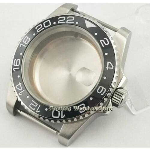 New 40mm watch case black bezel 100m waterproof sapphire glass fit for ETA 2836 Mingzhu DG2813,3804,Miyota 8215 movement
