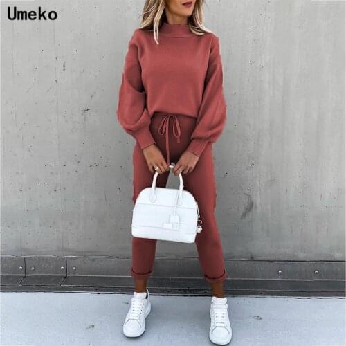 Umeko Tracksuits Womens Blouse Pants Set Oversized Long Sleeve Sportswear Tracksuit Set Autumn Winter Suits on Fleece for Women