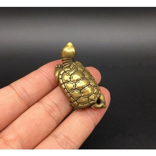 Copper Statue Collectable Chinese Brass Carved Animal Lovely Turtle Exquisite Small Statues