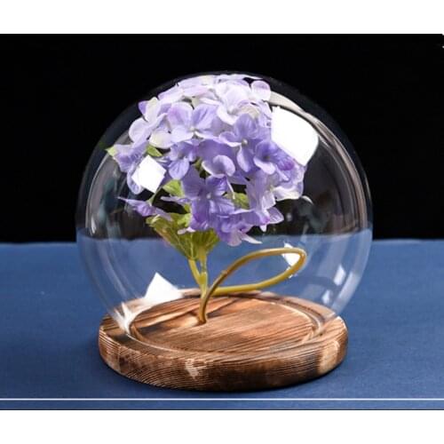4sets/pack Diameter=12cm Round Shaped Glass Dome Vase Antique Base Glass Cover Home Decoration Friend Gift Wedding Decoration