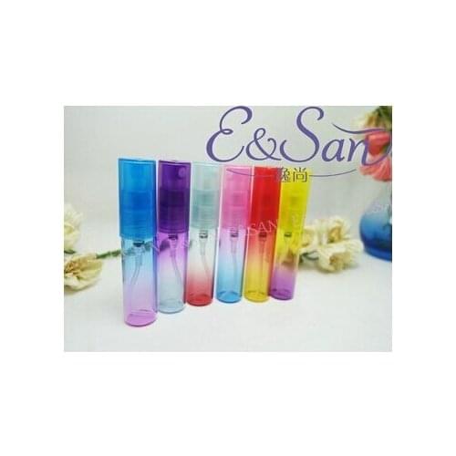 LP05B-5ml Color Gradient Glass Tubing with Plastic Spray Perfume Sample Bottles 50pcs/lot