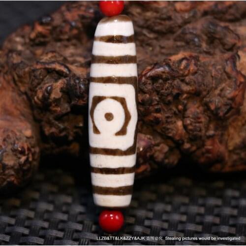 Magic Tibetan Oily Old Agate Patina 3 Eye dZi Bead Amulet Power timestown