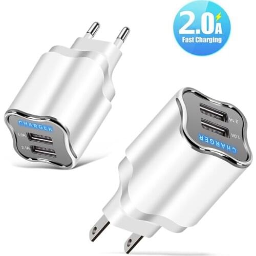 5V/2A Dual USB Charger LED Display EU/US Travel Charger Adapter Fast Phone Charging for Smart Phone Head Wall Phone Charger