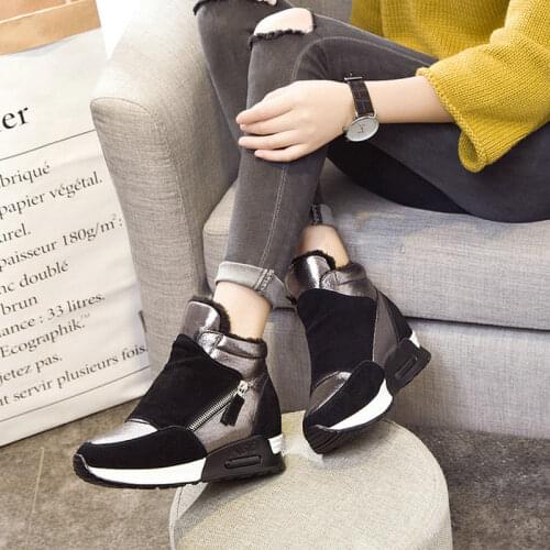 Brand New classic Women high Top Casual Sneakers shoes wedges hidden heel platform height increasing flats warm shoes tyh78