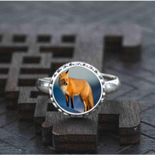 925 Sterling silver brown fox Ring jewelry adjustable wedding dress for women girls ladies 1pcs/set 2020 hot vintage mini