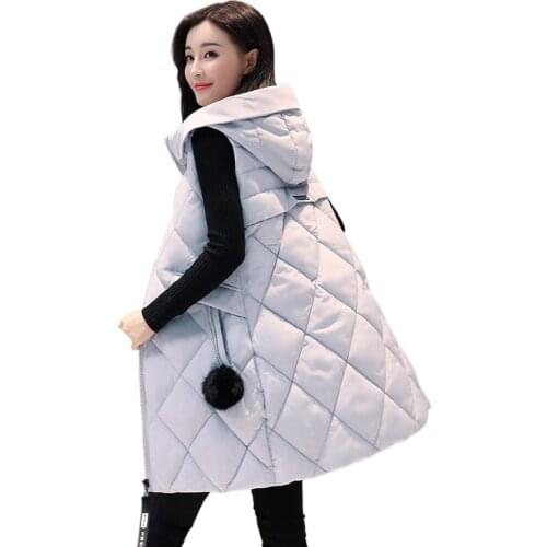 2021 New Autumn Winter Vest Women Waistcoat Fashion Female Sleeveless Jacket Hooded Warm Long Vest cotton feminino Plus Size 5XL