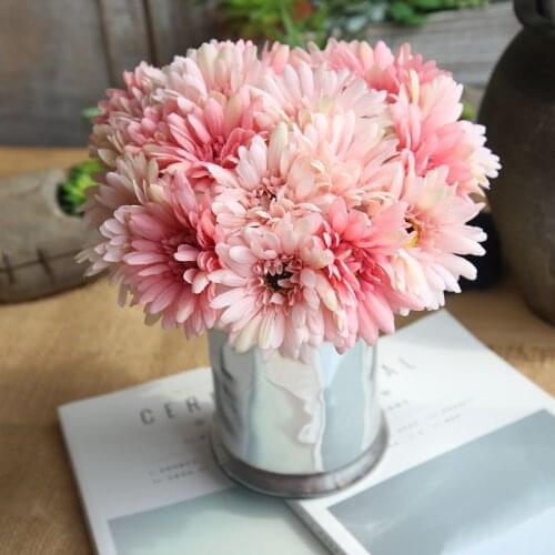 1 Bouquet Slik Artificial Gerbera Flowers Real Touch Fake Flower Chrysanthemum Flores Home Wedding Decoration Daisy 7 Branch