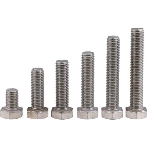1Pcs M12 DIN933 304 Stainless Steel Fine Thread External Hex Screw Thread Pitch 1.0/1.25/1.5mm