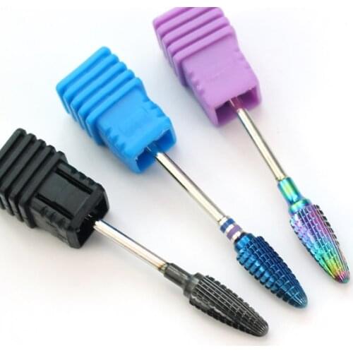 1pcs Rainbow Blue Black Carbide Milling Cutter for Manicure Remove Gel Acylics Rotary Manicure Drills Accessories Nail Tools