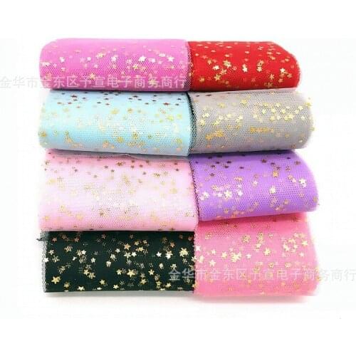 100 Yards/lot Gold Star Mesh Clothing Headdress Cake Gift Flower Packaging Party Wedding Decoration Accessories