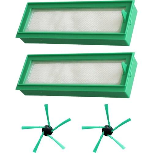 2 pcs / batch Robot vacuum cleaner parts for Vorwerk Kobold VR200 VR200 Replacement of HEPA filter + 2 side brush