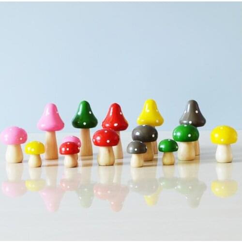 3pcs/lot Wood Mushrooms Miniature Fairy Garden Home Decoration Craft Micro Landscape Decor DIY Gift Moving Forest ML 004