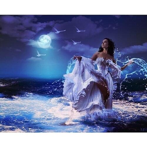 Full Square Diamond 5D DIY Diamond Painting "Goddess & Sea" Embroidery Cross Stitch Rhinestone Mosaic Painting Home Decor Gift