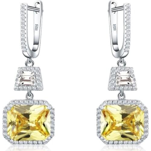 Blucome Sparkling Zirconia Drop Earrings Silver Color Blue Rhinestone English Locks Earrings For Women Party Decoration